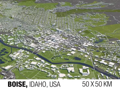 Boise Idaho USA 50x50km 3D City Map 3D model