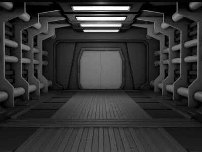 Sci Fi Corridor 3D model 33