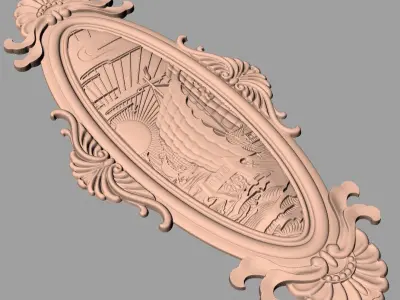 European style flower 3D relief STL Model for cnc engraving E100 3D model