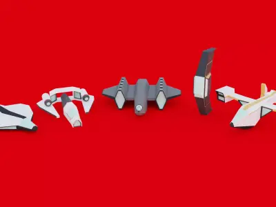Low Poly Spaceship pack Low-poly 3D model