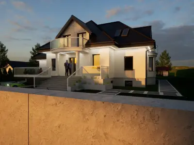 classic modern house with fence archicad and twinmotion file 3D model