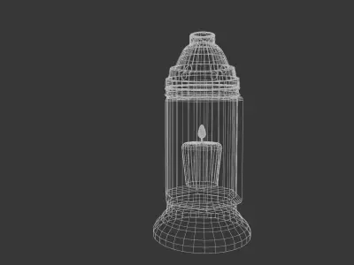 Small Red Gothic Grave Lantern with Votive Candle Free low-poly 3D model