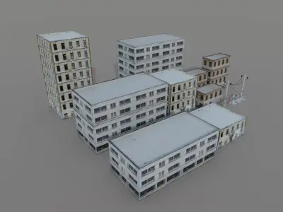Old Building Full Pack Low-poly 3D model