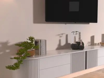 Modern Minimalist TV Wall -Functional TV Wall Design 3D model