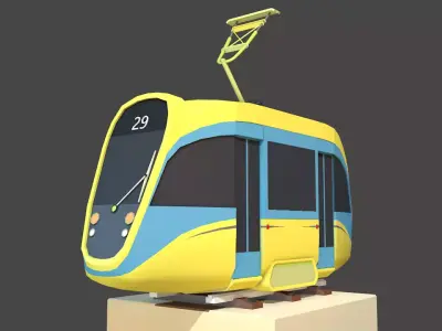 Modern Tram Low-poly 3D model