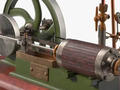  Retro Steam Engine Green Flywheel 