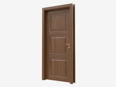 Classic Wooden Interior Door with Furniture 019 3D model