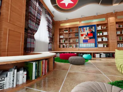 Library reading room classroom 3D model