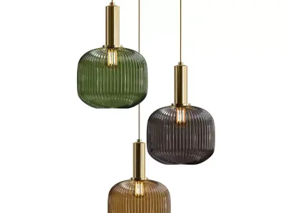 IRIC 1 three glass pendant lights hanging 3D model