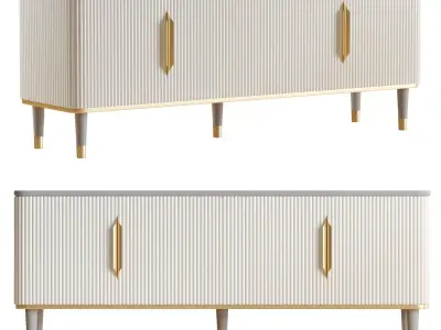 Off White Contemporary TV Stand 4 Doors 3D model