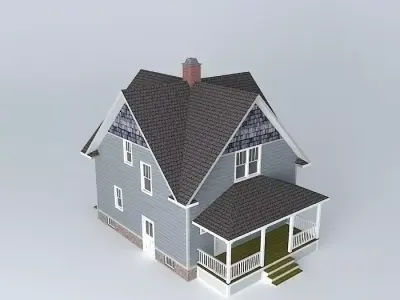 American house with interior Free 3D model