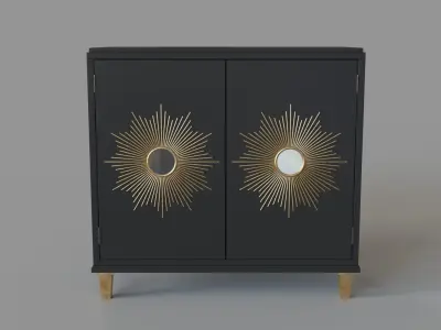 Starburst Two Door Cabinet Navy Gold 3D model