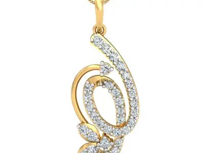 Yellow gold diamond pendent-P3 PS-23 3D print model