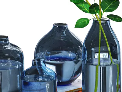 Modern narrow clear glass vase 3D model