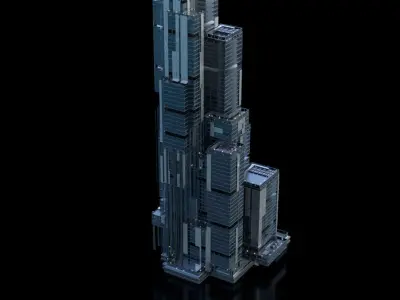 Futuristic Future Modern City Building Skyscraper 01 3D model