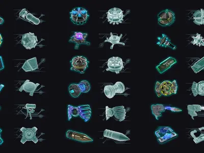 Resource Icon 2D PNG Image Sci-fi Futuristic Energy Power Gold 3D model