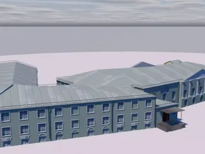 Manor building in snow 3D model