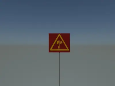 Sign cut hazard Low-poly 3D model