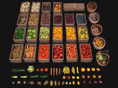  Vegetables and Fruits Bazaar Set 