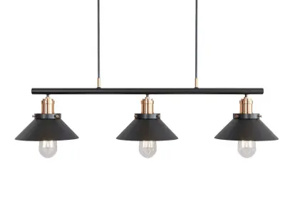 Three Light Pulley Pendant Light 3D model