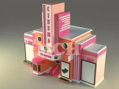Cinema movie theater Low-poly 3D model