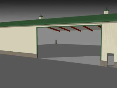 350 x 140 shed with 12 semi bays  3D model
