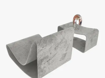 Willy Guhl Loop Chair Garden Set Eternit 3D model