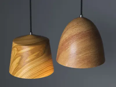 Wooden Pendant Light Pack Free 3D model
