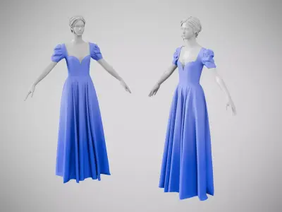 Dress 07 Very Light Blue Low-poly 3D model