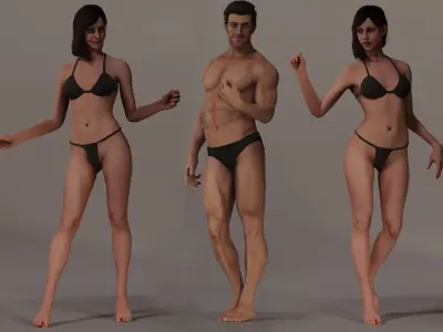 Male Female Base complete Rig Low-poly 3D model