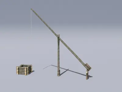 Ukrainian water well aka zhuravel Low-poly 3D model