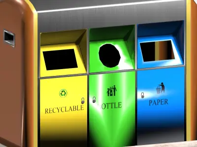 Modern metal colorful outdoor recycling bin Low-poly 3D model