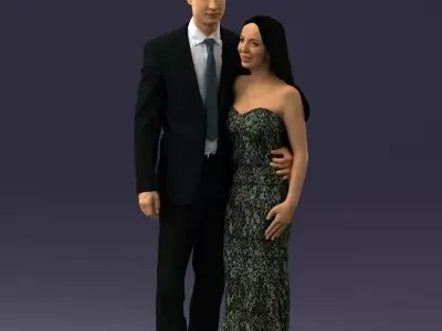 000042 Couple in evening clothes 1224 3D model