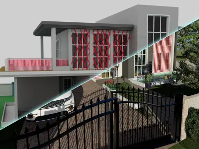 52x23 -16x7 Metre House Plan 1196 sqft 3D Model 3D model