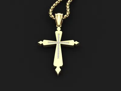 High Cross Pendant Light Gold 18K 3CP030 3D print model