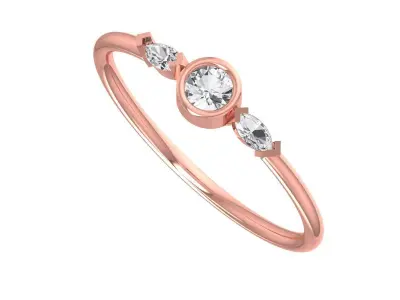 Solitaire Women Light Weight Band Ring 3D print model 14