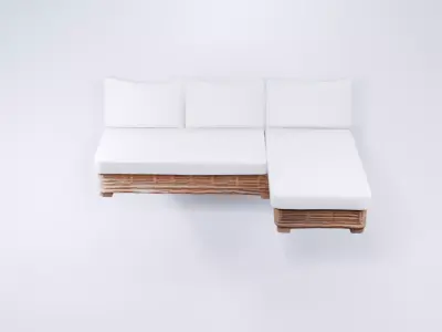 Low Poly Outdoor Corner Sofa 3D model