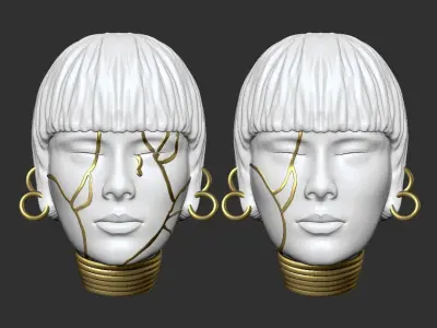 Girl face mask wall art 3D print model