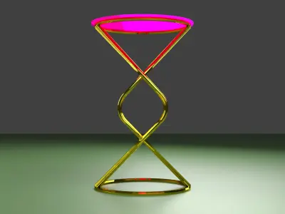 Wire harness round metal gold glass pink 3D model