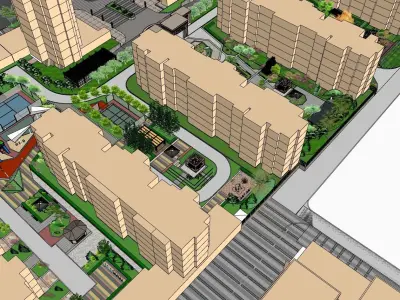 5 theme park  center of apartment massing  3D model