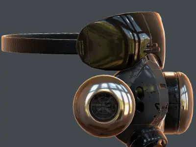 Gas mask helmet 3d model scifi Low-poly  Low-poly 3D model