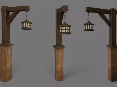 Cultural Light Post Japanese 3D model