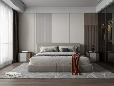 Modern Minimal Master Bedroom 3D model