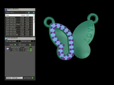 Kids Butterflies Pendants 3dm STL OBJ FBX Renders Details 3D print model