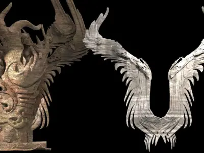 Dark ages Tree  sculpture With Wings  3D model