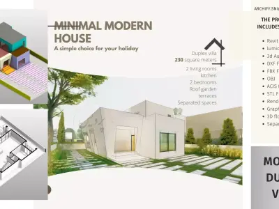 Minimal Modern House - 230 SQM - Full Package 3D model