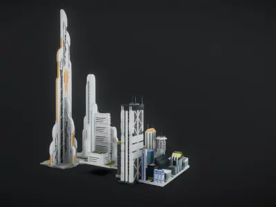 Future urban architecture in science fiction A02 3D model