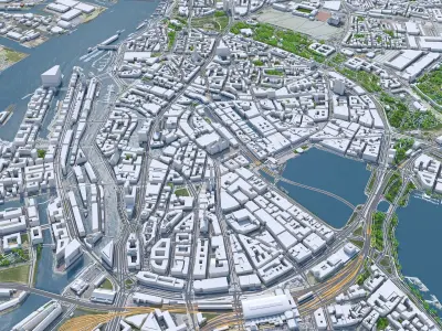 Hamburg Downtown Germany Low-poly 3D model