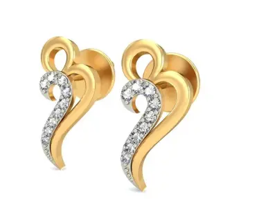Solitaire Earrings 3Dm STL OBJ FBX Render Details 3D print model