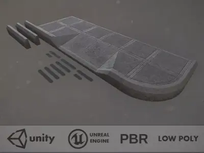 Sidewalk - Modular Set 3 Color Option Low-poly 3D model